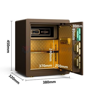 H450MM 지문 잠금 안전 상자 가정 보안 (커피)