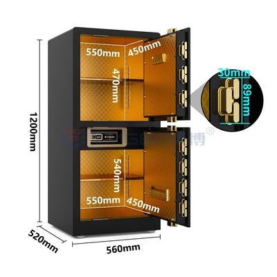 H1200mm 듀얼 알람 듀얼 도어 하우스 세이프 바이오 메트릭 세이프 블랙