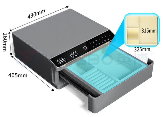 두 개의 알람과 자동 오픈, 단일 계층과 함께 가죽 덮인 보석 안전 상자