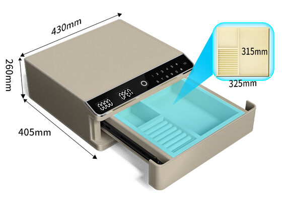 바이오메트릭 잠금 및 철강 몸체로 포장 된 단일 계층 가죽 보석 안전장
