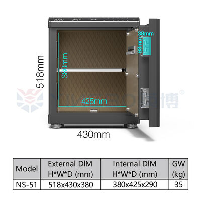 고체철 스마트 안전 상자 움직임 활성화 상자 바이오 메트릭 잠금 듀얼 알람