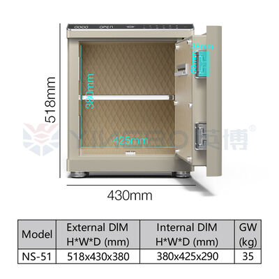 바이오메트릭 스마트 안전 상자 고체 철강 듀얼 경보 USB 포트 LED 조명